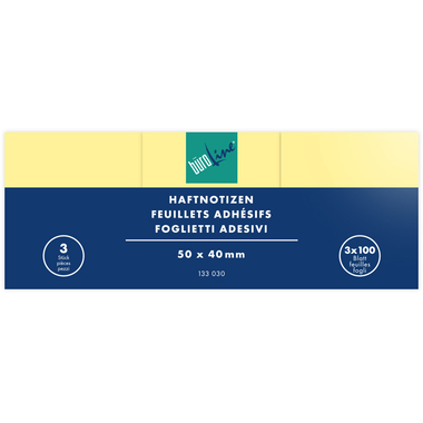 BÜROLINE Notes autocollantes 50x40mm 133030 jaune 3x100 flls.