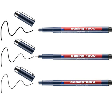 EDDING Profipen 1800 0,1mm 1800-E3 nero 3 pezzi