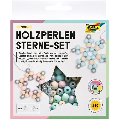 FOLIA Holzperlen Sterne 22522 Set Pastell
