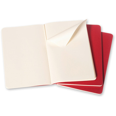 MOLESKINE Notizheft Cahier A6 097-0 blanko, rot 3 Stück