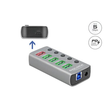 Delock USB Hub 63263 USB 3.0 - 4x USB-A / 2x Charging Port