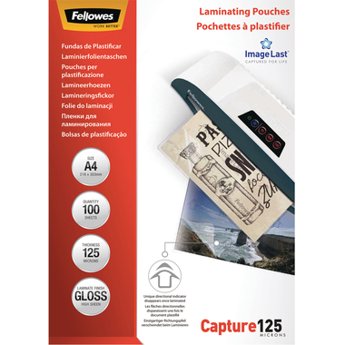 FELLOWES Laminiertasche 216x303mm 5307407 glanz, 125my 100 Stk