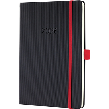 CONCEPTUM Wochenkalender 2026 C2608 1W/2S schwarz/rot 21.3x14.8cm