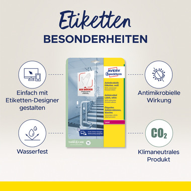 AVERY ZWECKFORM Etiketten L8001-10 Antimic. 210x297mm weiss