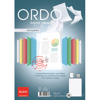 ELCO Sichtmappe Ordo A4 73696.14 transparent, weiss 10 Stück