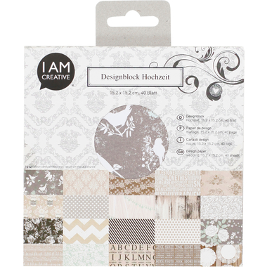 I AM CREATIVE Design Papier Set 4088.1 Hochzeit 15.2x15.2cm, 40 Stk.