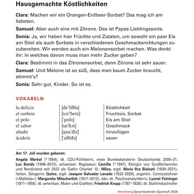 HARENBERG Calendrier détachable 2026 2111100+26 Spanisch DE, ES 12.5x16cm