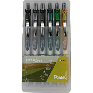 PENTEL Rollerball EnerGel 0.7mm BL77-6TU Tundra Set 6 pièces