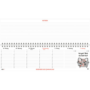 HEYE Wochenplaner Sheepworld 2026 21742+26 1W/1S DE 32.5x9.3cm