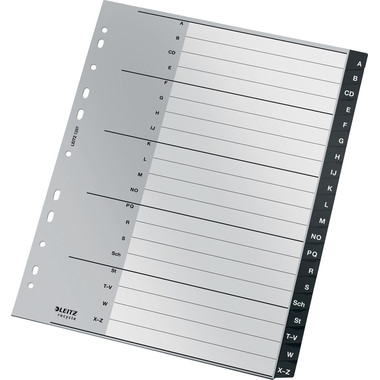 LEITZ Répertoire PP Recycle A4+ 1207-00-00 noir A-Z 20-pcs.
