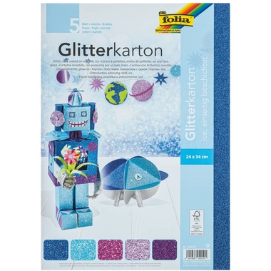 FOLIA Glitterkarton 300g 85249 ICE