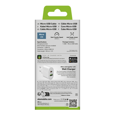 Cavo alimentazione e dati USB - Micro-USB | SBS