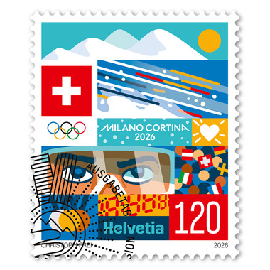 Briefmarke «Olympische Winterspiele Milano Cortina 2026» Einzelmarke à CHF 1.20, selbstklebend, gestempelt