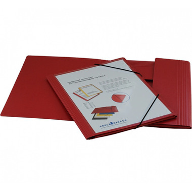 EROLA Gummibandmappe 650my A4 33299S rot Pressspan mit Fronttasche