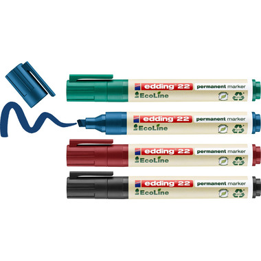 EDDING Permanent Marker 22 1.0-5.0mm 22-e4 4-farbig ass.