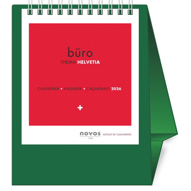 NOVOS Tischkalender Helvetia 2026 501081 1M/1S dunkelgrün ML 11.5x14cm