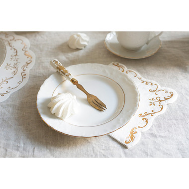 PARTYDECO Servietten 33x33cm SP33-103-008 weiss/gold 12 Stück