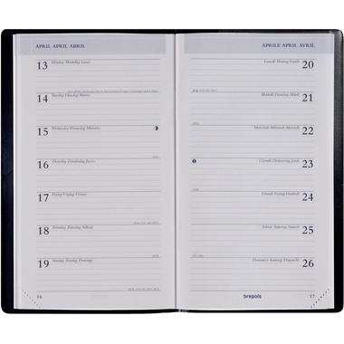 BREPOLS Agenda Breplan Genova Pla 2026 0.774.2051 1W/1S schwarz 9x16cm