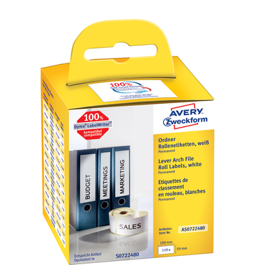 AVERY ZWECKFORM Etichette raccogl. 190x59mm AS0722480 bianco, rossoolo 110 pezzi