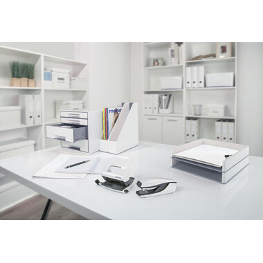 LEITZ Perforateur/Agrafeuse WOW 5095-10-01 blanc, Bundle 30 feuilles