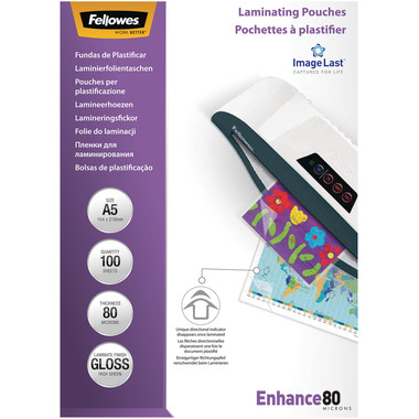 FELLOWES Laminiertasche A5 5306002 glanz, 80my 100 Stk
