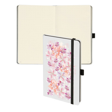 BIELLA Notizbuch Kompagnon WhiteTrend 5845337723U Flower, gepunktet 12.5x19.5cm