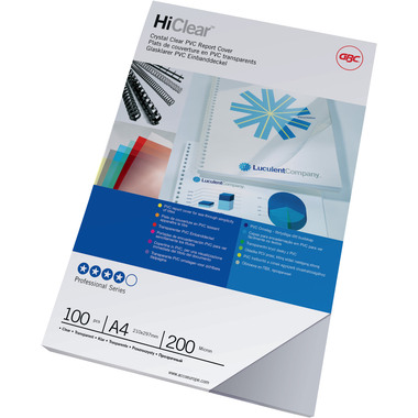 GBC Pellicola PVC 0,18mm A4 CE012080E Hiclear 100 pezzi