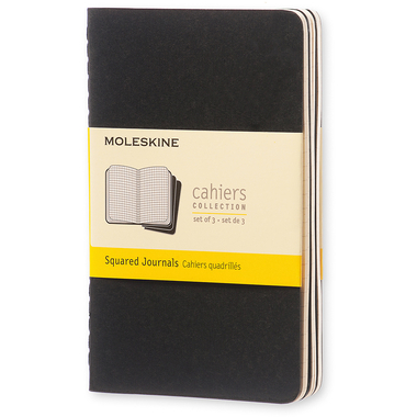 MOLESKINE Notizheft Cahier A6 704901 kariert, schwarz 3 Stück