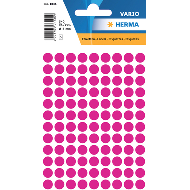 HERMA Etichette rontondo 8mm 1836 pink 540 pezzi