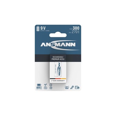 Ansmann Batterie Typ 300 NiMH 9V E-Block 270 mAh/2500 mAh, 1 Pièce/s