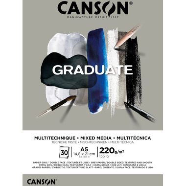 CANSON Mixed Media Graduate Grau A5 400110370 grau, 220g 30 Blatt
