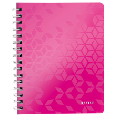 LEITZ Spiralbuch WOW PP A5 4641-00-23 pink, kariert 5mm 80 Blatt