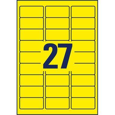 AVERY ZWECKFORM Etiketten 63,5x29,6mm L6004-25 gelb,non-perm. 675 Stk./25 Bl.