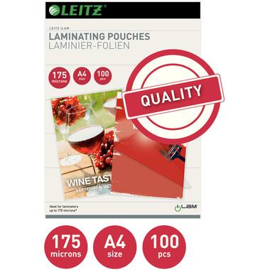 LEITZ Pelicole per laminazione A4 16933 lucido, 175my 100 pezzi