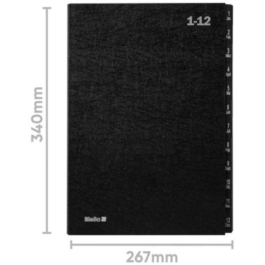 BIELLA Pultmappe A4 32341200U schwarz 1-12 / Jan-Dez