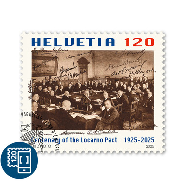 Timbre «Centenaire des accords de Locarno (1925-2025)» Timbre isolé de CHF 1.20, gommé, oblitéré