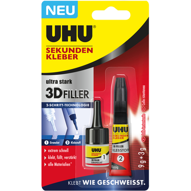 UHU Colle instantanée 3D-Filler 45480 ultra stark 30g