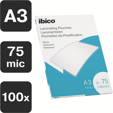 IBICO Pochettes à plastifier A3 627319 brillant, 75my 100 pcs.