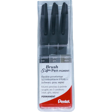 PENTEL Brush Sign Pen XSESP15-ANS 3 colori, astuccio