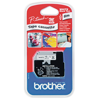 PTOUCH Nastro,non lam. nero/bianco M-K231SBZ per PT-65/75/85/110 12mm/4m