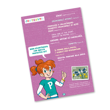 «Phila & Franco» stamp set for children, IT, 3/24 20-page set, 6 Stamps (postage value CHF 5.60, 1 cancelled, 5 mint), 3 Postcards