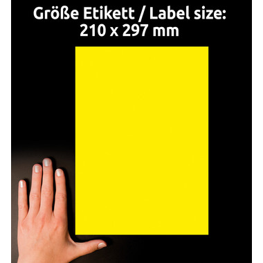 AVERY ZWECKFORM Etiketten 210x297mm L6006-25 gelb,non-perm. 25 Stk./25 Bl.