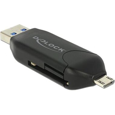 Delock Lettore di Schede Esterno SD & microSD, USB-A / Micro-USB OTG