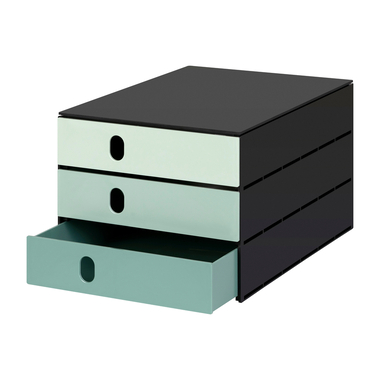 STYRO Schubladenbox styroval flow 14-8050.95 schwarz/grün 3 Schubladen