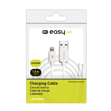 Cable for charging, synchronization and data transfer with 2.0 USB and Lightning connectors, length: 1.5 m.