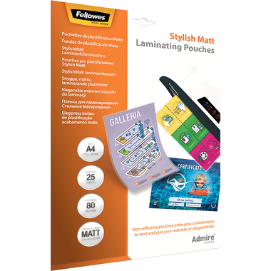 FELLOWES Pelicole per laminazione A4 5602101 opaco, Stylish 25 pezzi.