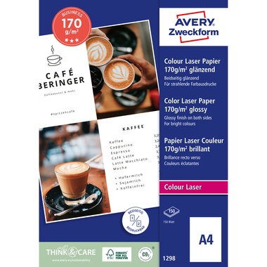 AVERY ZWECKFORM Laser Fotopapier A4 1298 170g, weiss 150 Blatt