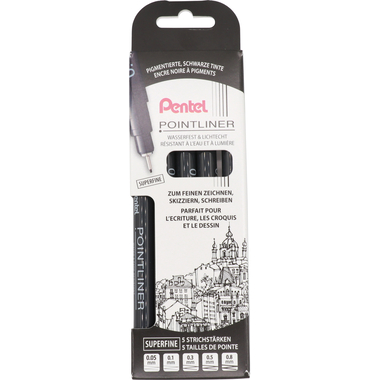 PENTEL Pointliner Pigment Superfine YS20P-5A schwarz 5 Stück