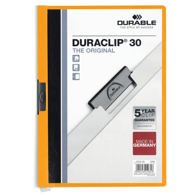 DURABLE Dossier à pince DURACLIP 30 220009 pour 30 feuilles A4 orange