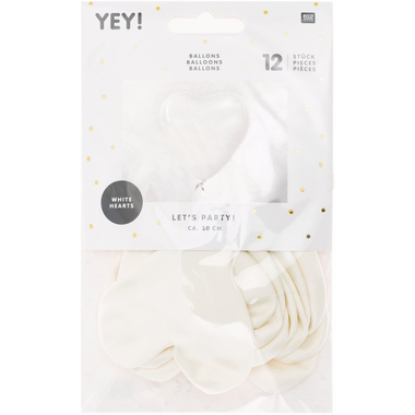 RICO DESIGN Ballons 30cm 81001.00.04 Coeur, blanc 12 pièces